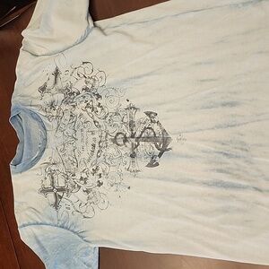 Men’s L Aqua VI Grunge shirt Reversible Blue